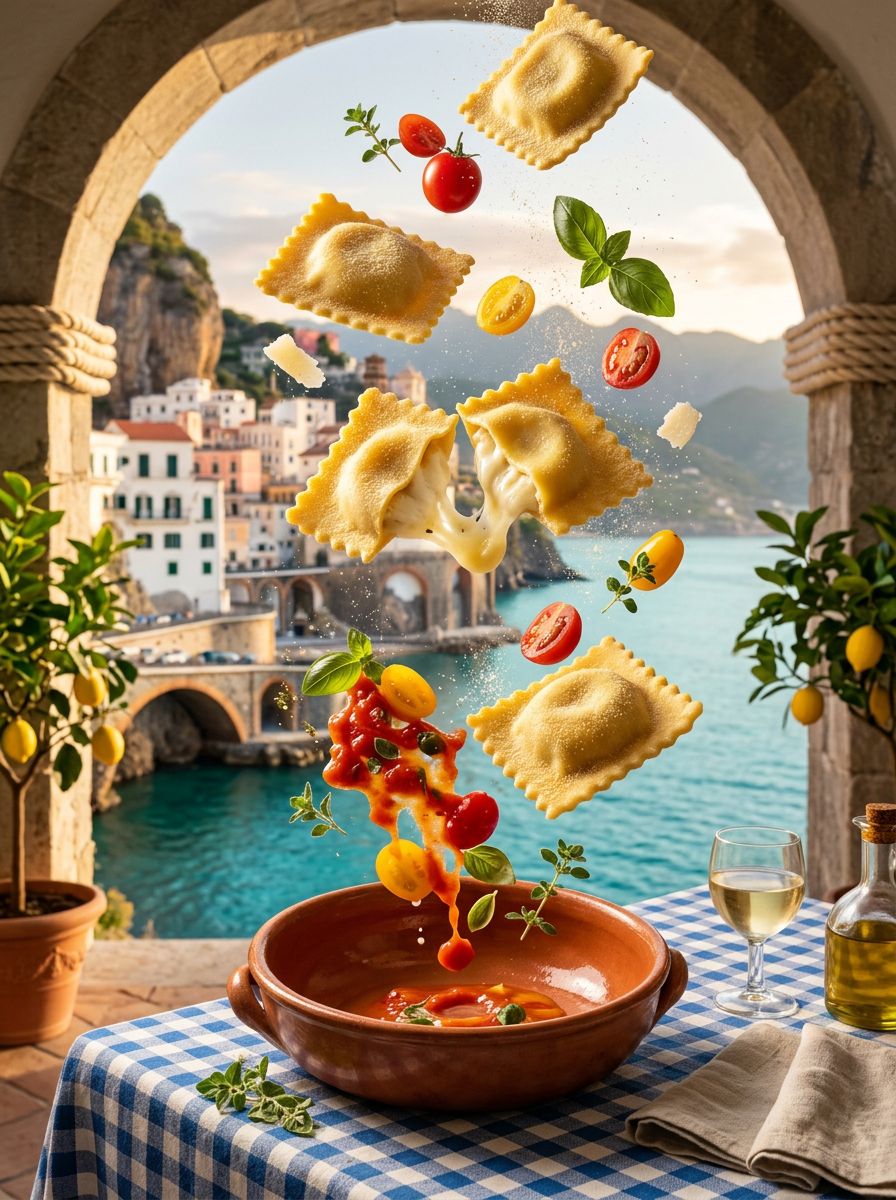 Ravioli Provola e Patate con Pomodori