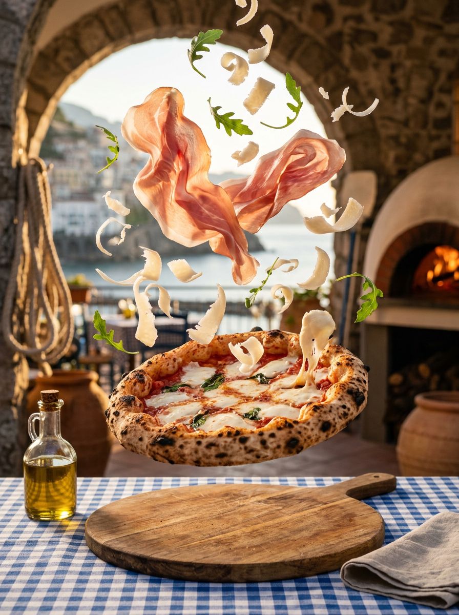 Pizza con Crudo e Parmigiano